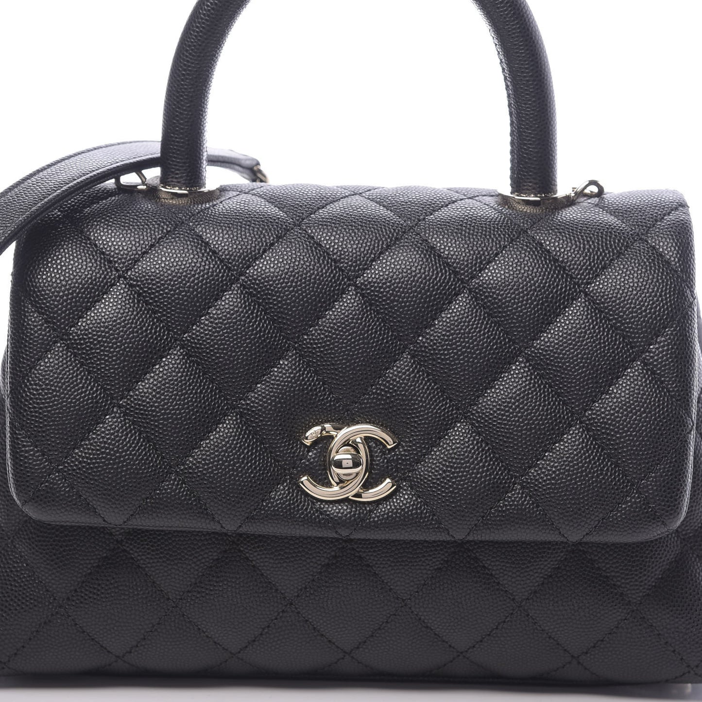 Caviar Quilted Mini Coco Handle Flap Black