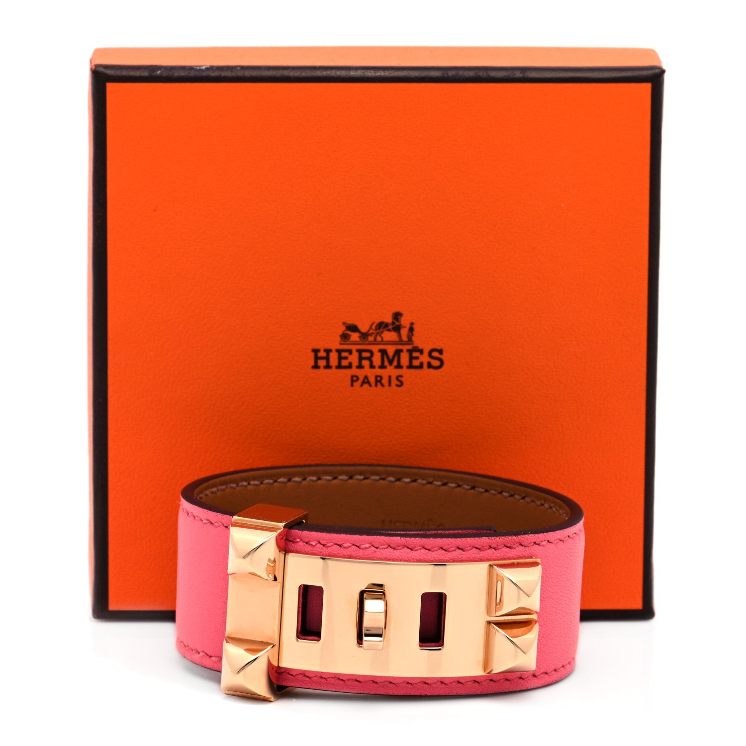 Hermes Swift Collier de Chien CDC 24 Bracelet T2 Rose Azalee 5 of 5