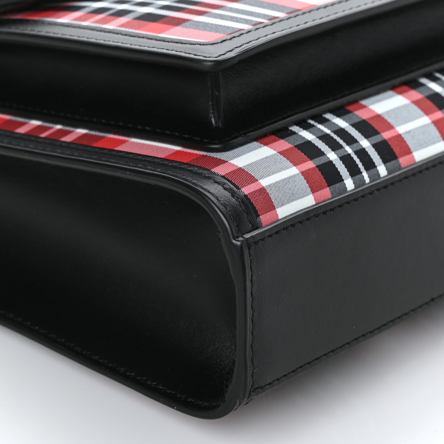 Calfskin Nylon Tartan Mini Pocket Bag Bright Red