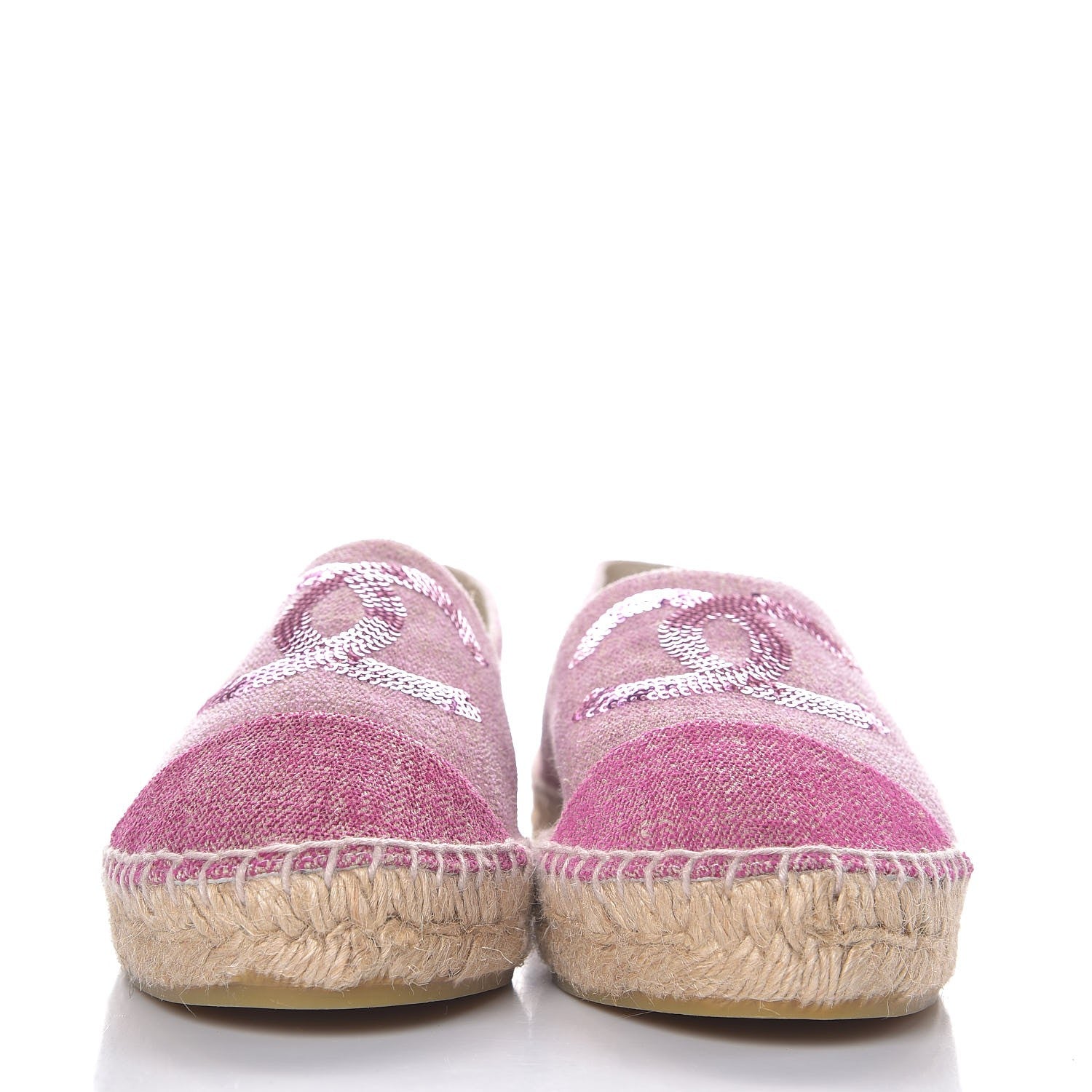 Chanel Toile Sequin CC Espadrilles 39 Pink Dark Pink 2 of 10