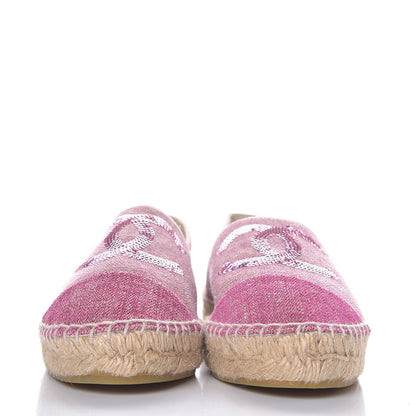 Chanel Toile Sequin CC Espadrilles 39 Pink Dark Pink 2 of 10