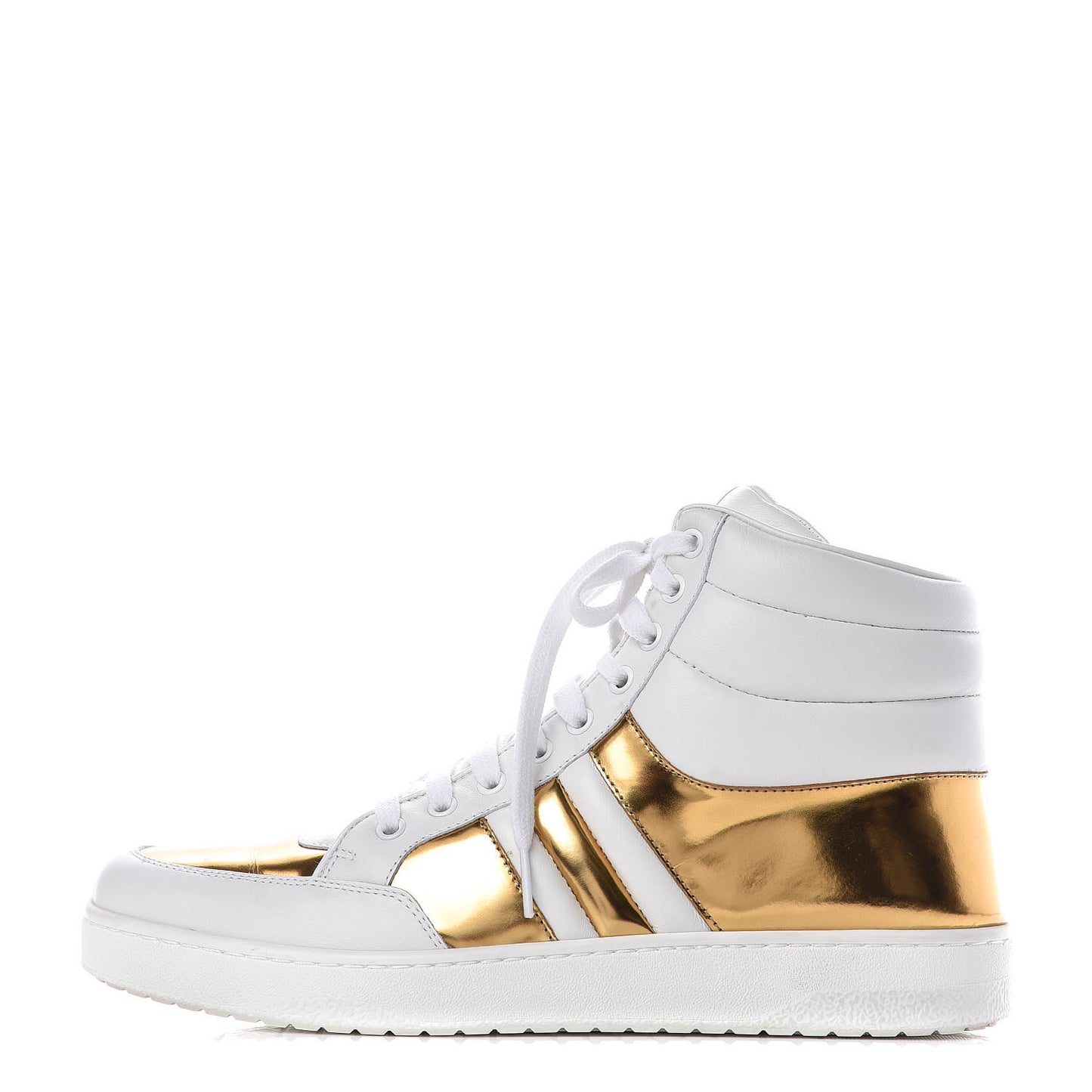 Calfskin Miro Soft Mens Glow Light High Top Sneakers 8.5 White Gold