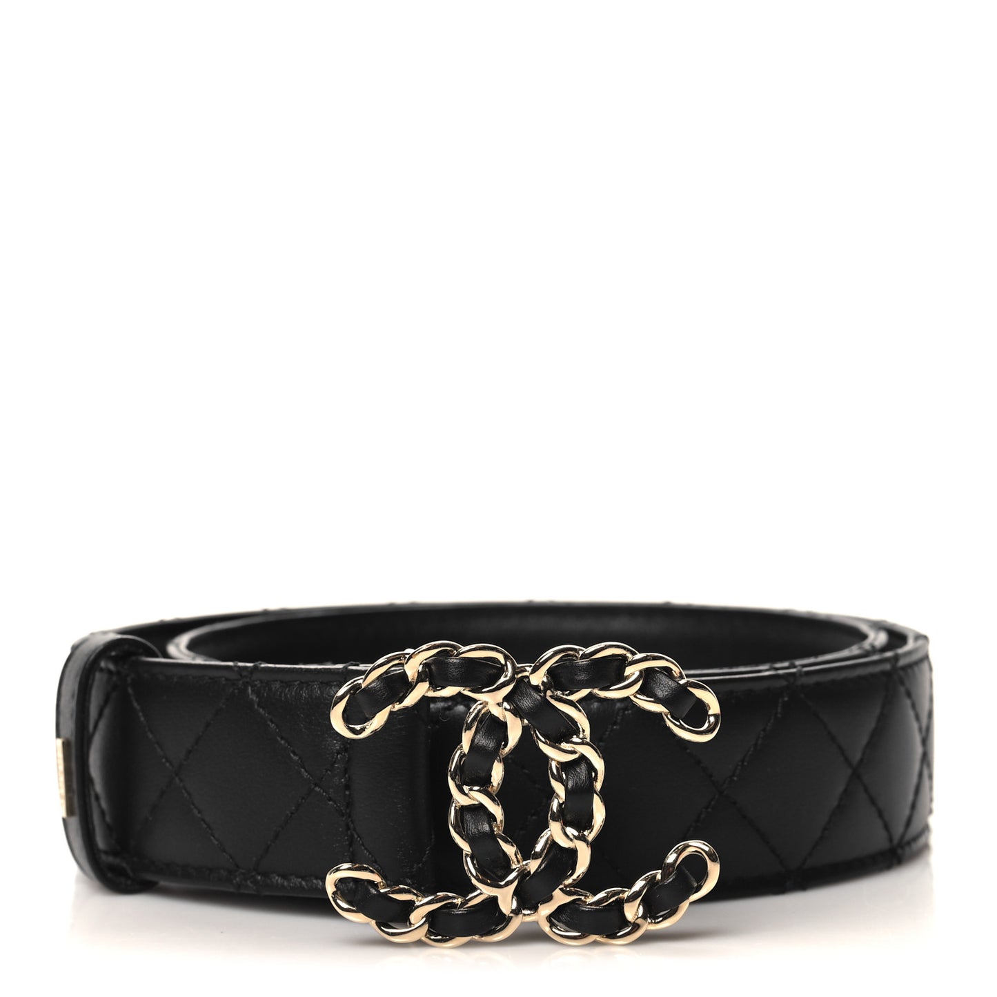 Calfskin Quilted CC Chain Belt 70 28 Black