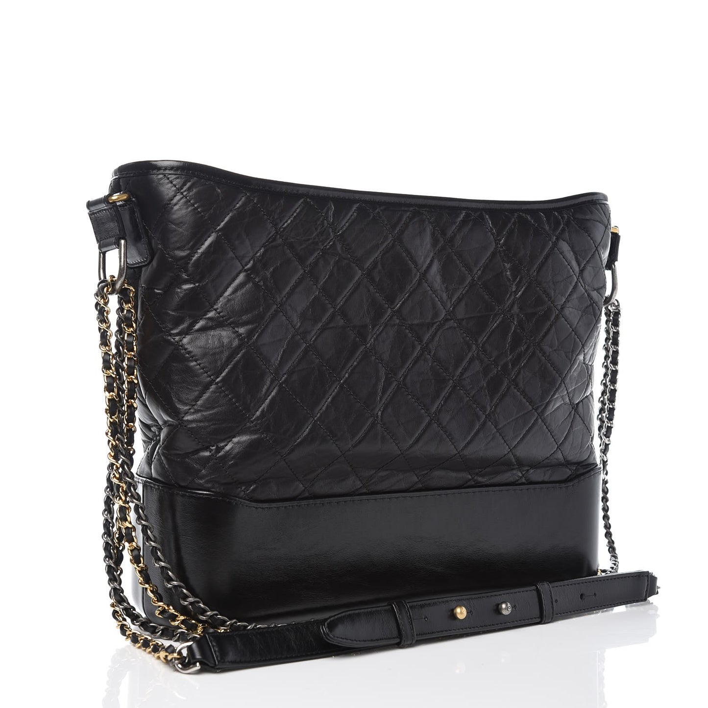 Aged Calfskin Quilted Large Gabrielle Hobo Black