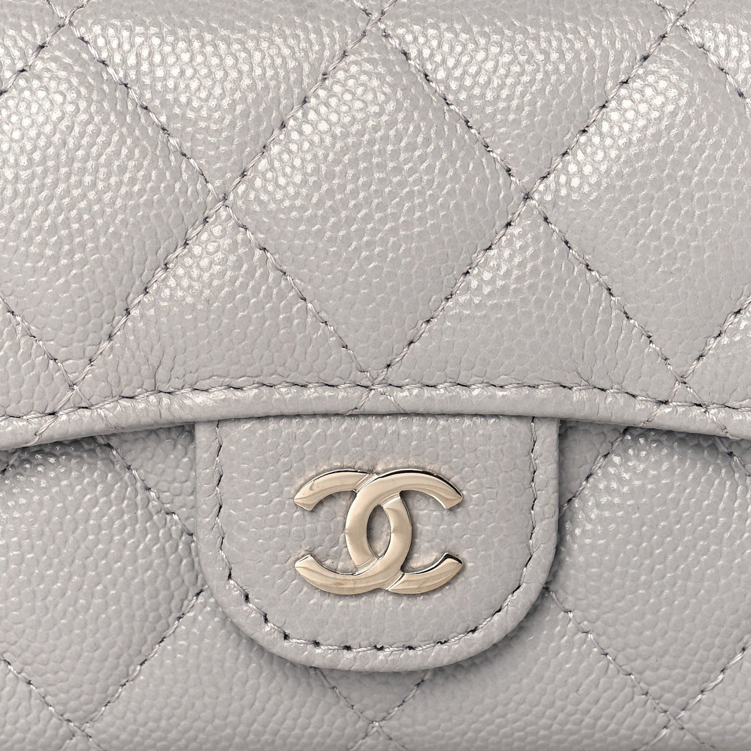 Chanel Caviar Quilted Flap Card Holder Wallet Grey 9 of 12