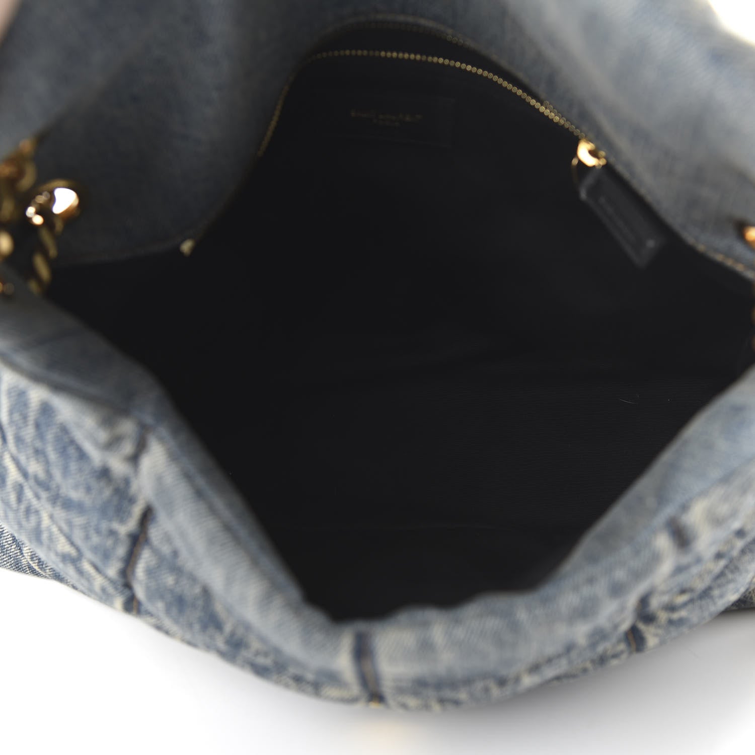 Saint Laurent Denim Quilted Medium Loulou Puffer Monogram Chain Satchel Blue Black 5 of 9