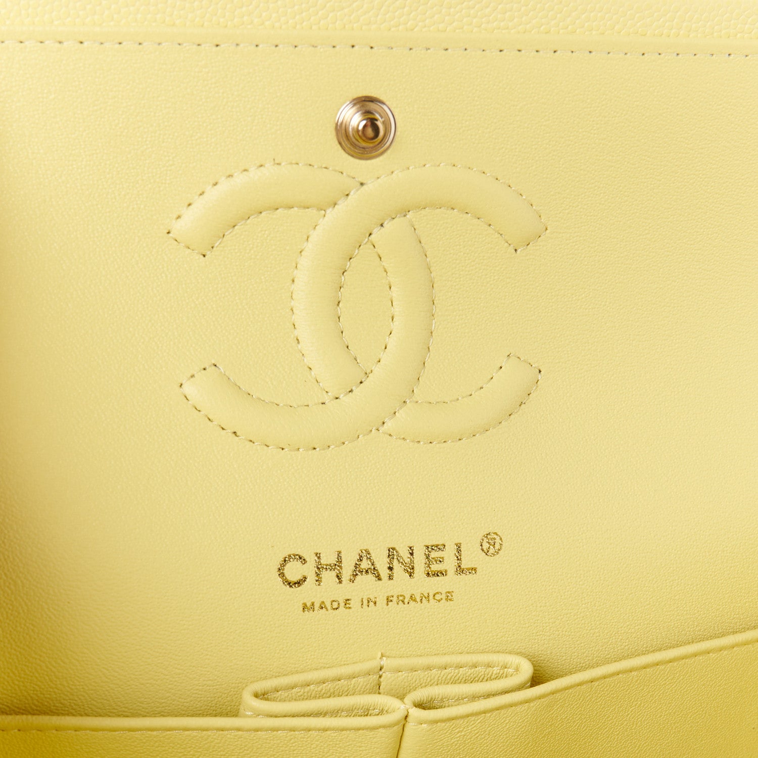 Chanel Caviar Quilted Small Double Flap Light Yellow 6 of 12