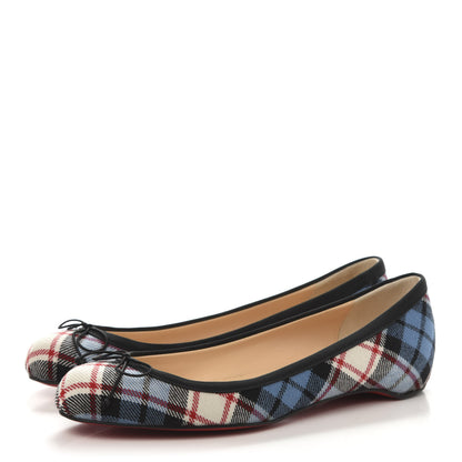 Christian Louboutin Tartan Sonietta Flats 36 Blue Black 3 of 7