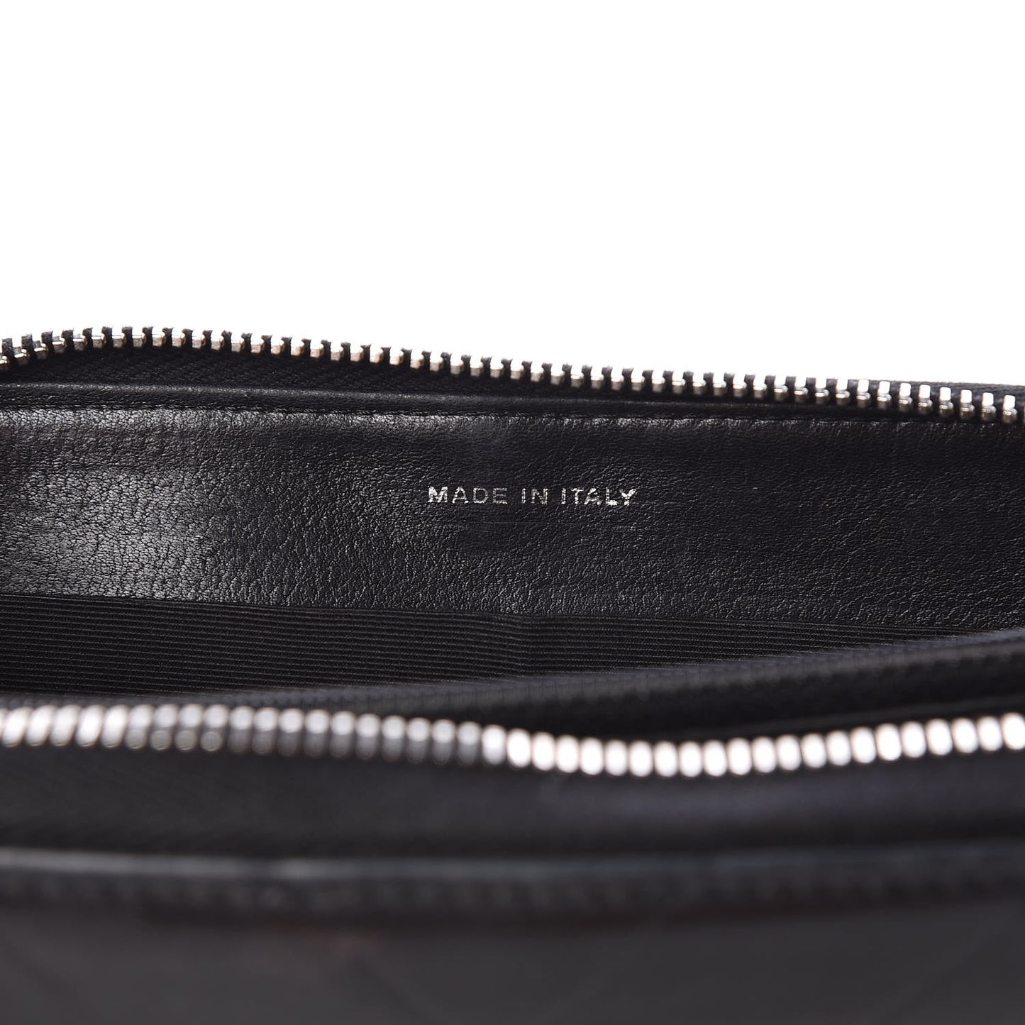 Lambskin Chevron Quilted CC Zip Around Wallet Black
