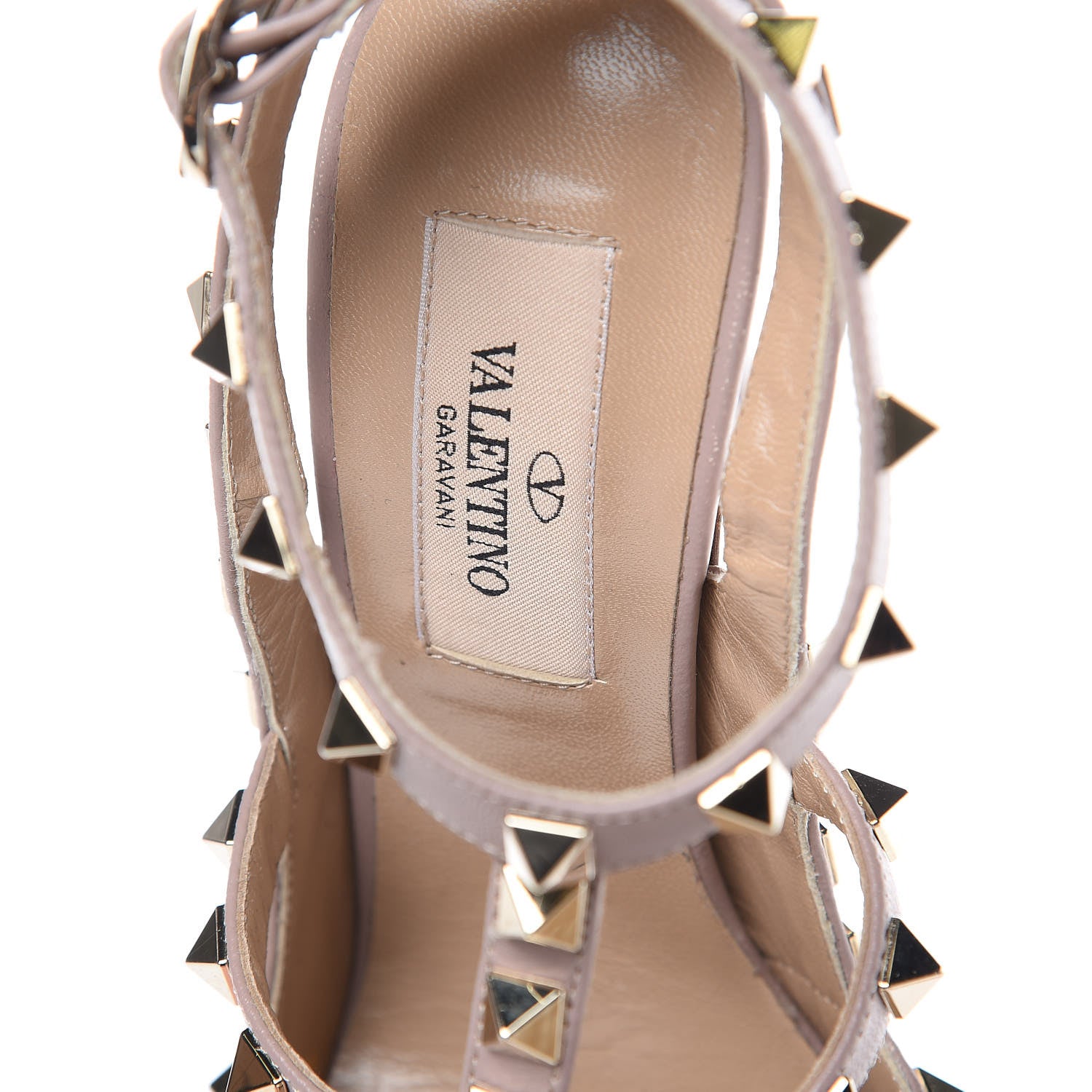 Valentino Garavani Patent Rockstud Ankle Strap Pumps 34.5 Poudre 7 of 8
