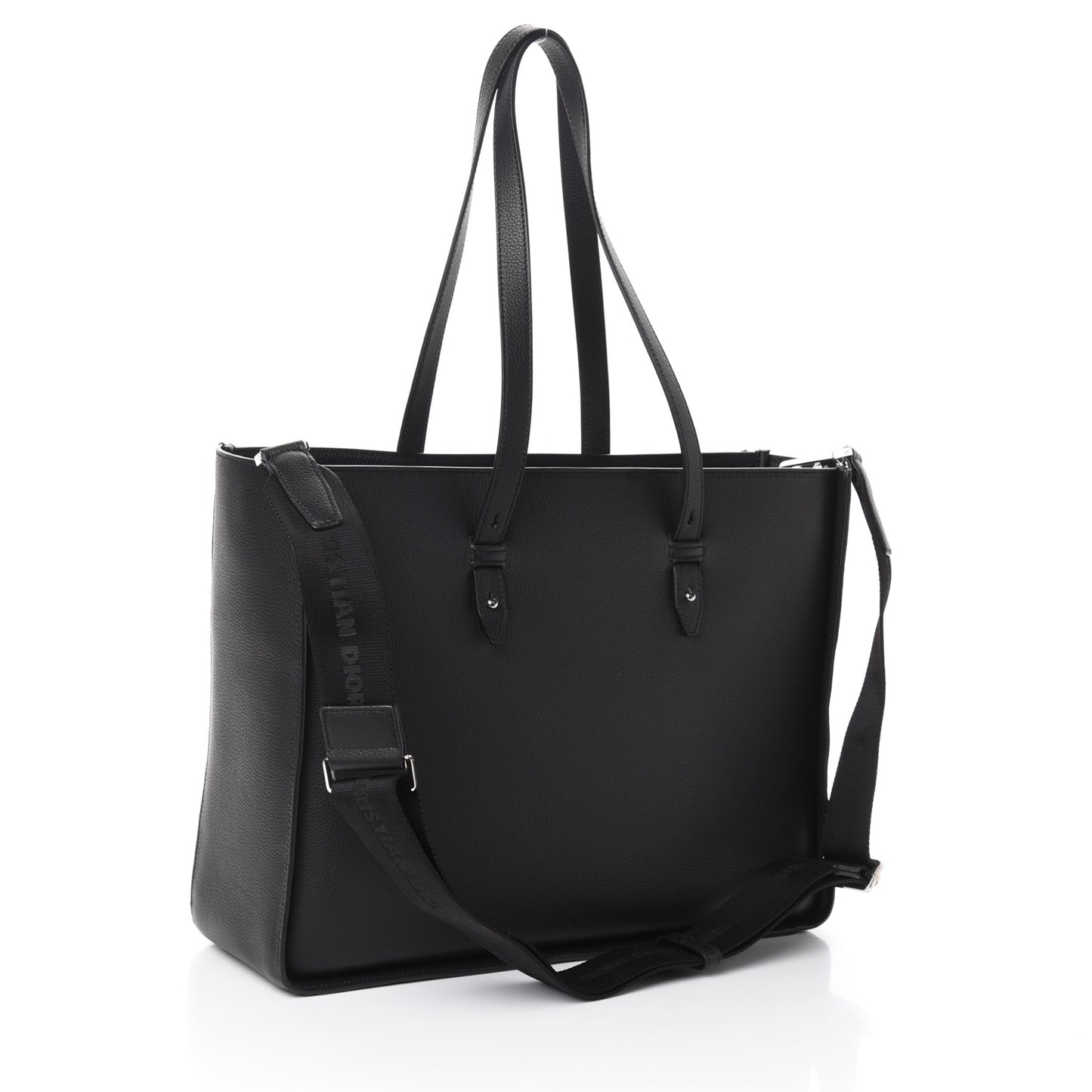 Grained Calfskin Saddle Tote Black