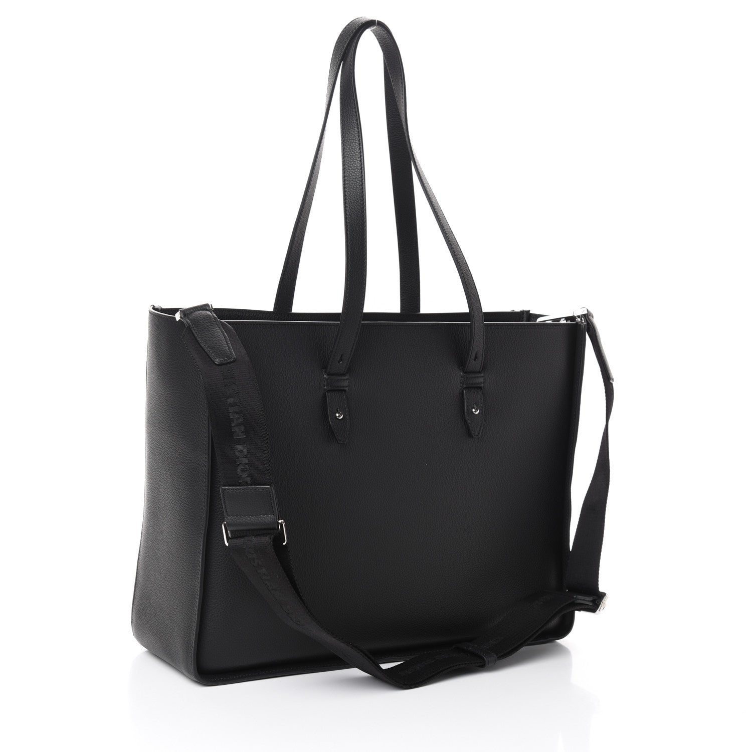 Christian Dior Grained Calfskin Saddle Tote Black 3 of 9