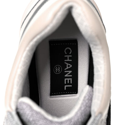Chanel Nylon Calfskin Suede Womens CC Sneakers 39.5 Grey White Pink 26 of 32