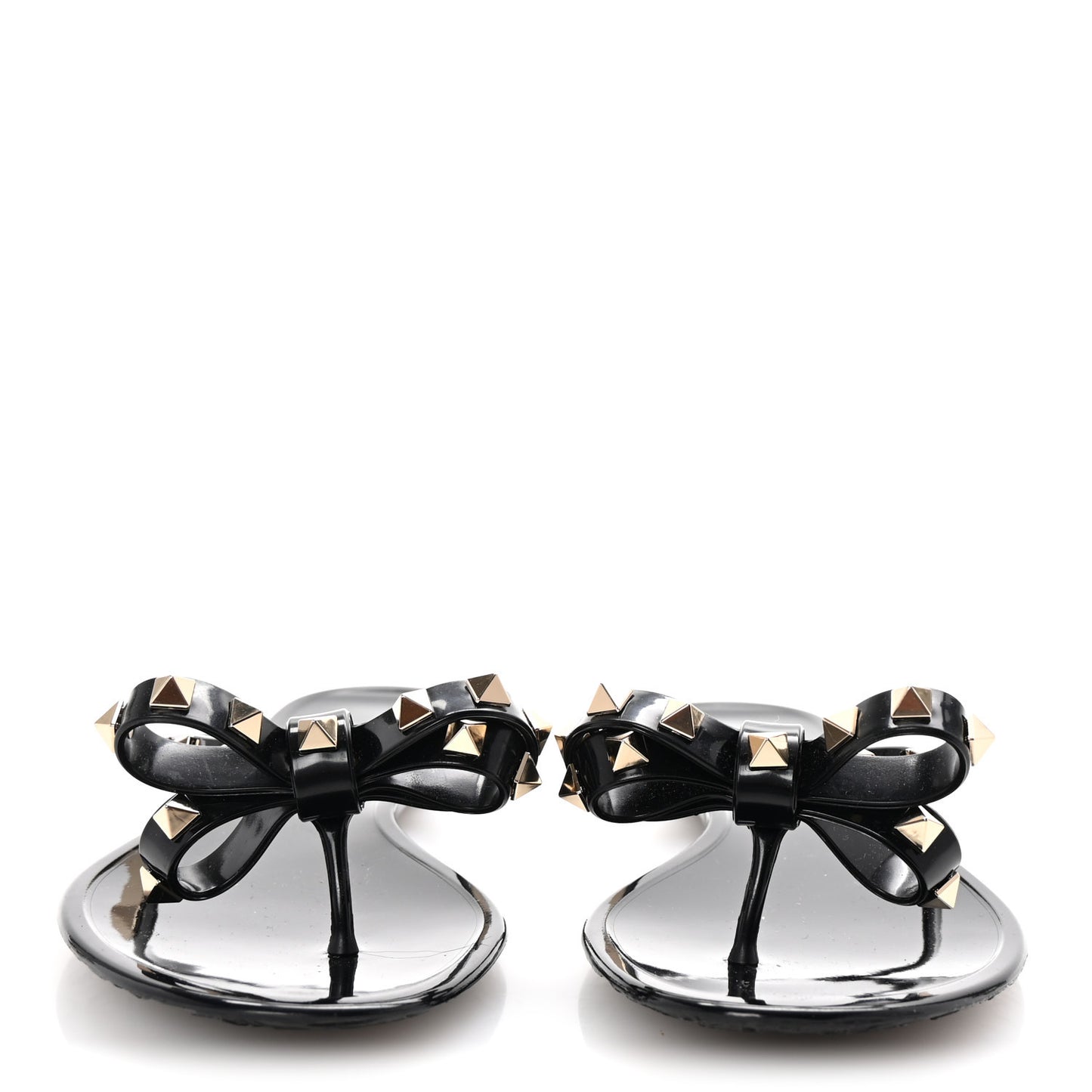 PVC Jelly Rockstud Bow Thong Sandals 39 Black