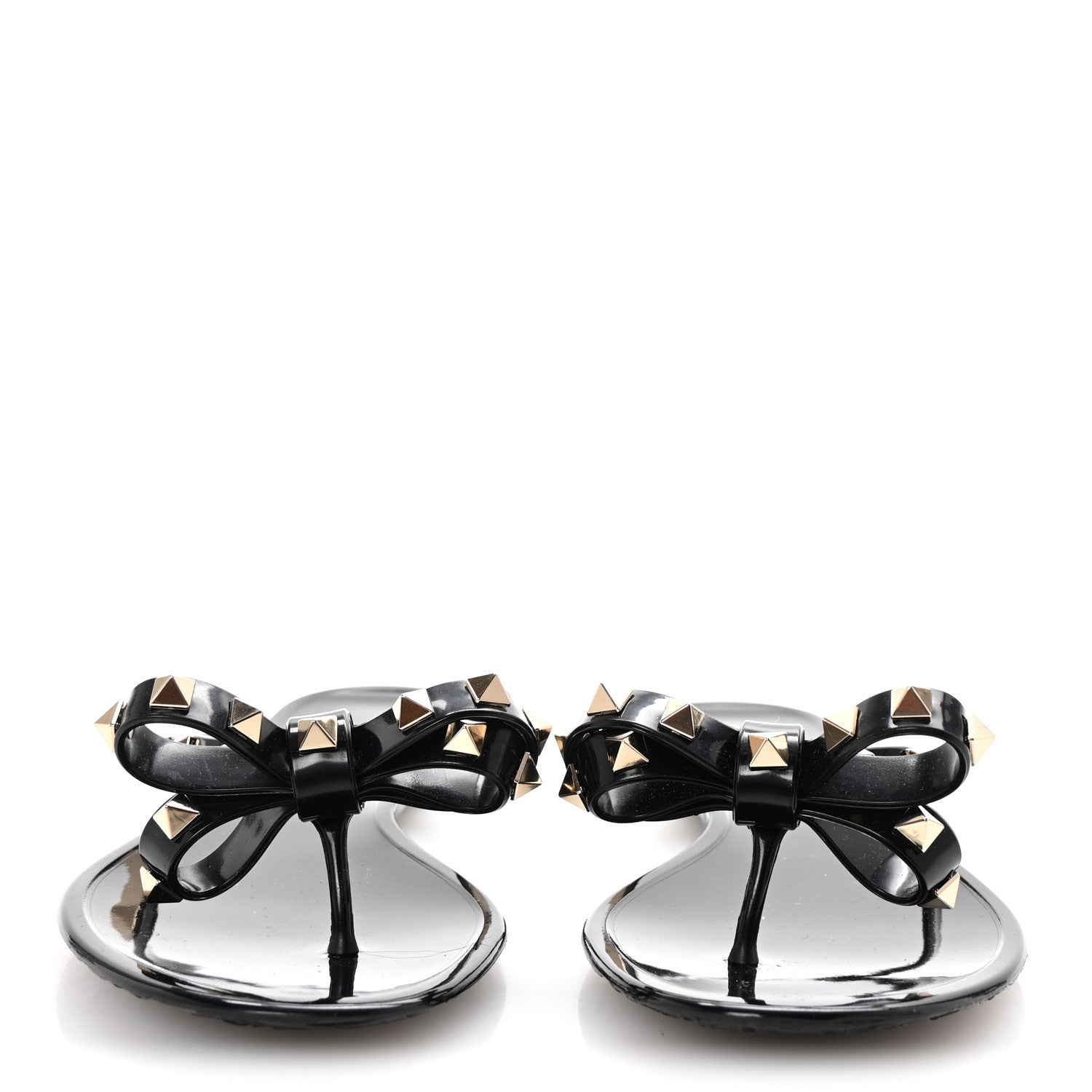 Valentino Garavani PVC Jelly Rockstud Bow Thong Sandals 39 Black 3 of 9