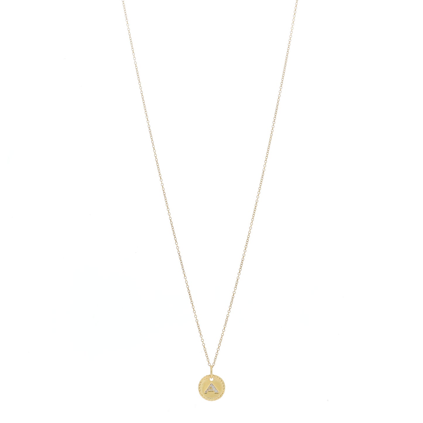 18K Yellow Gold Diamond Initial A Charm Necklace