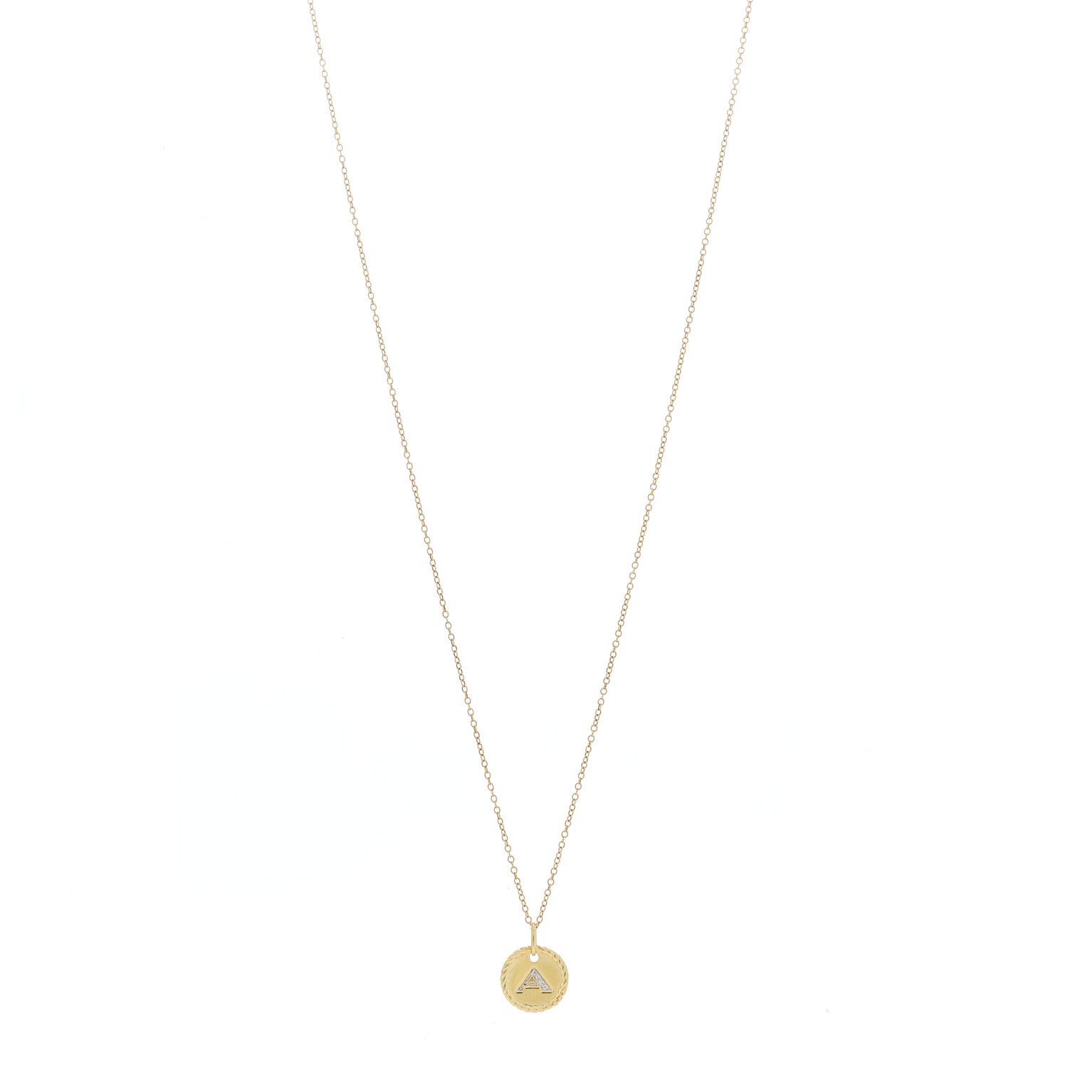David Yurman 18K Yellow Gold Diamond Initial A Charm Necklace 1 of 4