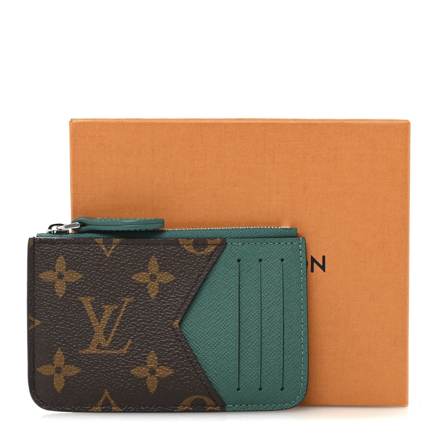 Monogram Zipped Romy Card Holder Borneo Green