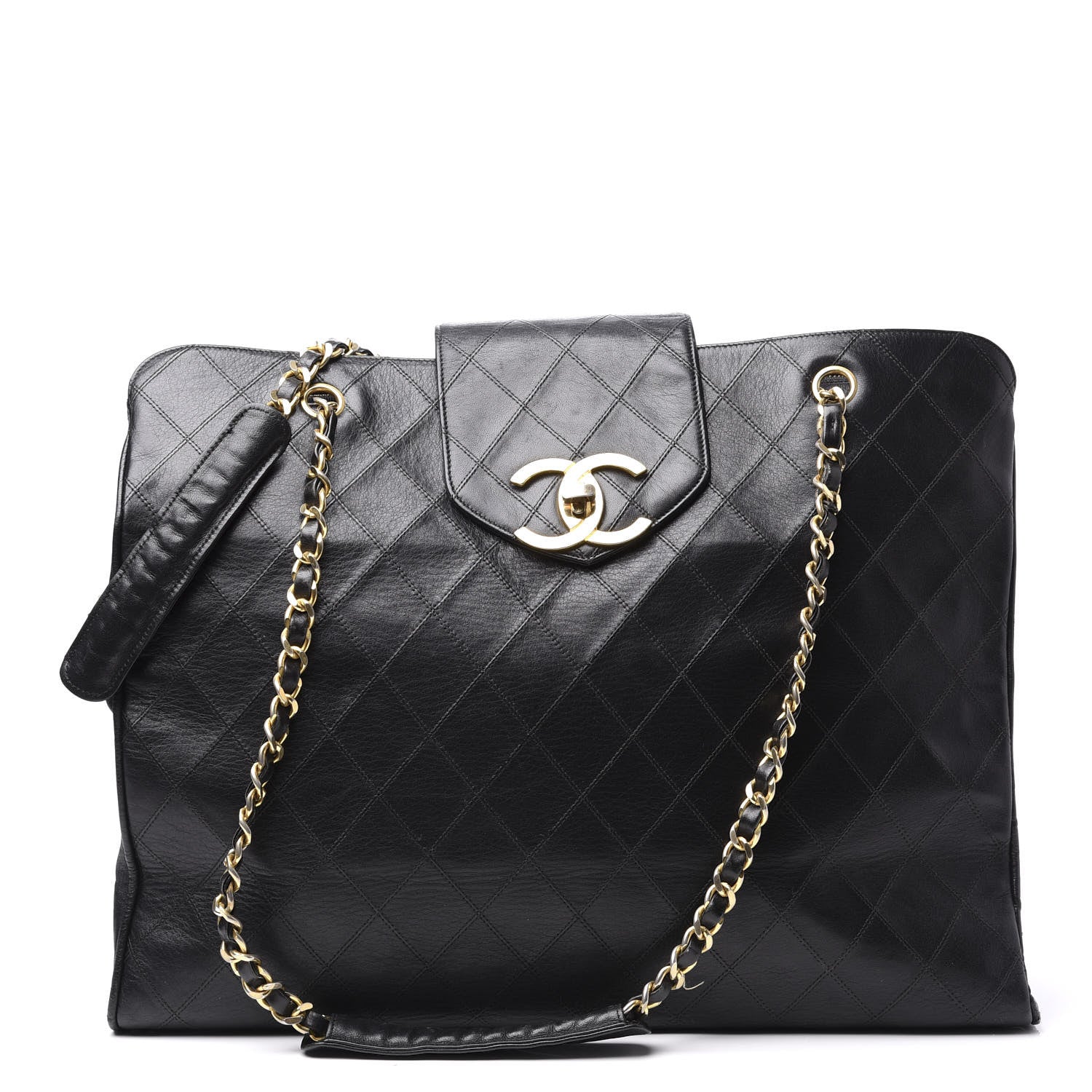 Chanel Calfskin Stitched XL Weekender Black 1 of 14