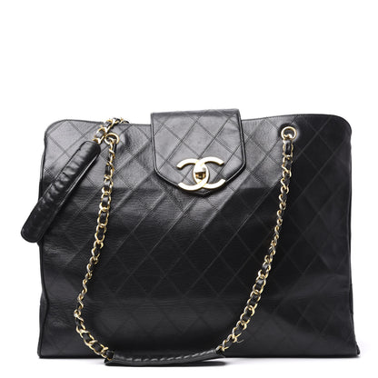Chanel Calfskin Stitched XL Weekender Black 1 of 14