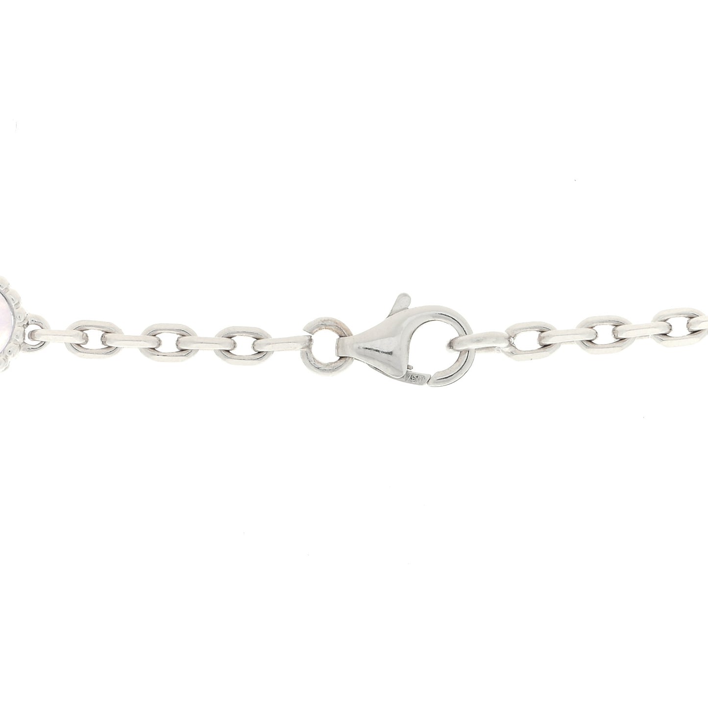 18K White Gold Chalcedony 10 Motifs Vintage Alhambra Necklace