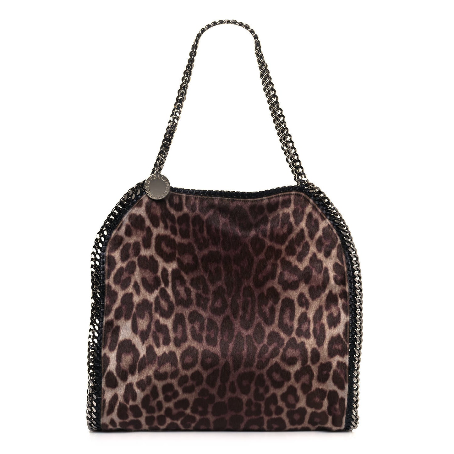 Faux Calf Hair Leopard Print Small Falabella Tote Brown