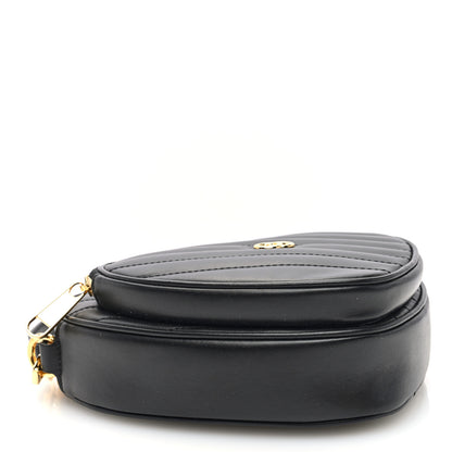 Gucci Calfskin Matelasse Diagonal Mini Interlocking G Heart Shoulder Bag Black 4 of 10