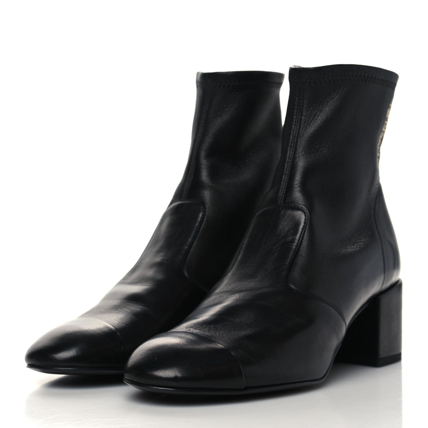 Chanel Lambskin Logo Ankle Boots 38.5 Black 3 of 9