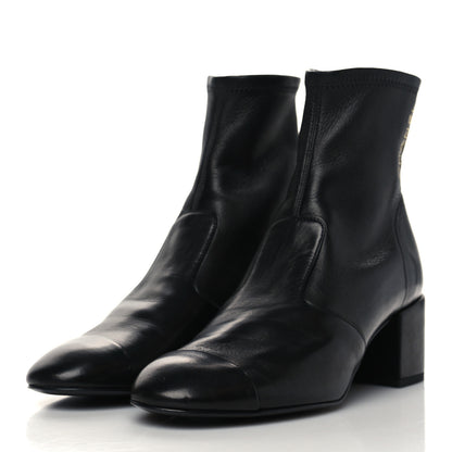 Chanel Lambskin Logo Ankle Boots 38.5 Black 3 of 9