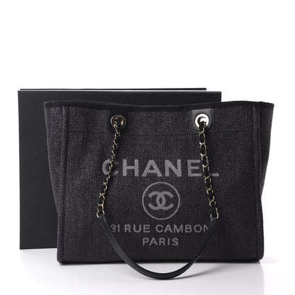 Chanel Woven Straw Raffia Small Deauville Tote Black 11 of 11