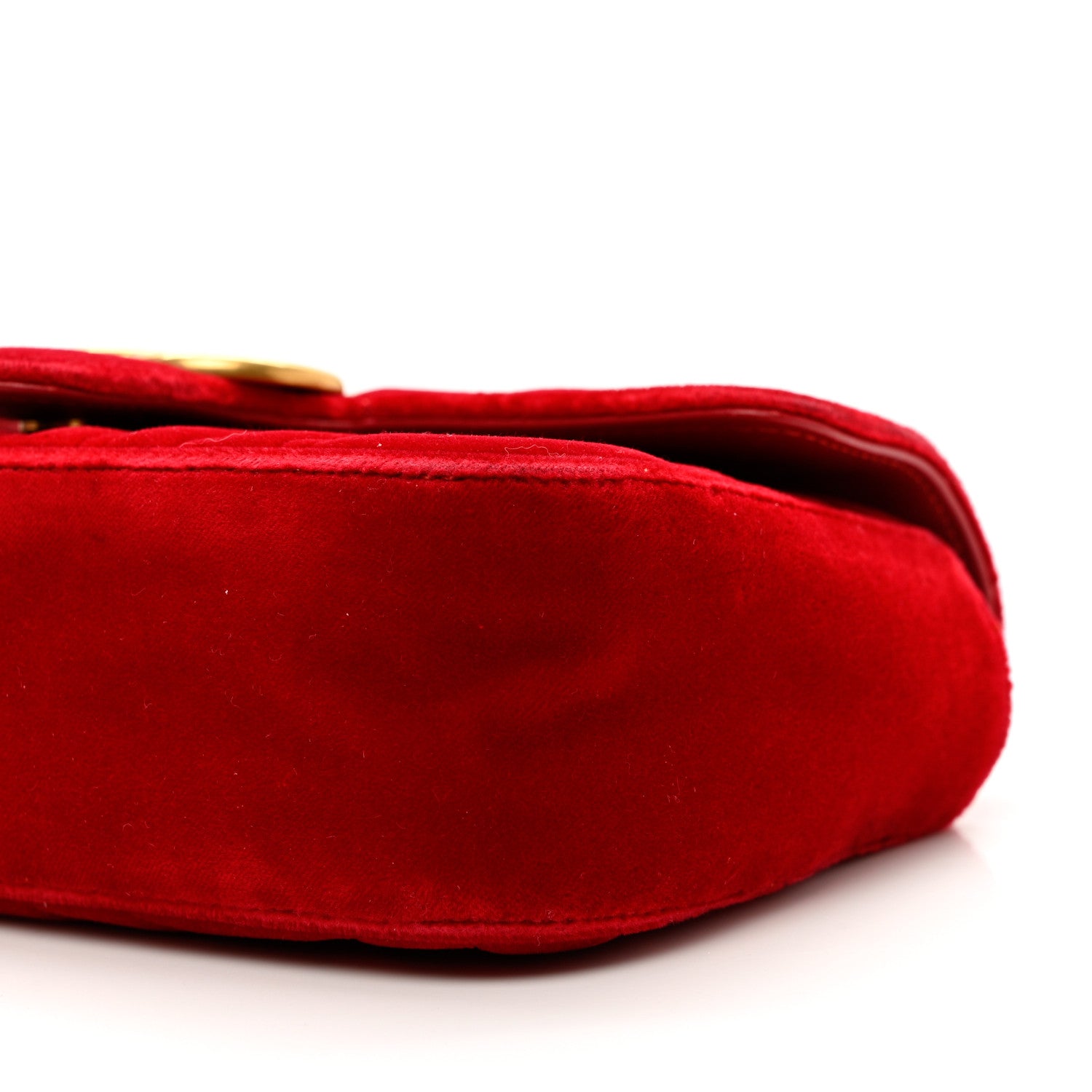 Gucci Velvet Matelasse Mini GG Marmont Shoulder Bag Hibiscus Red 9 of 10