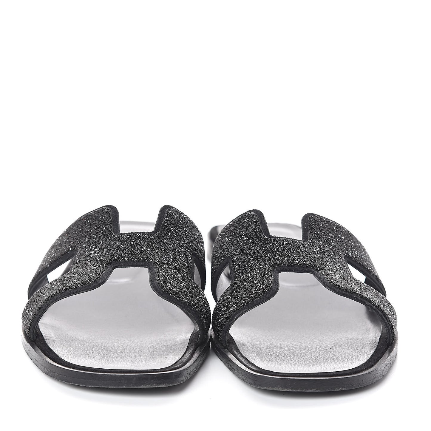 Suede Goatskin Crystal Powder Oran Sandals 38.5 Black