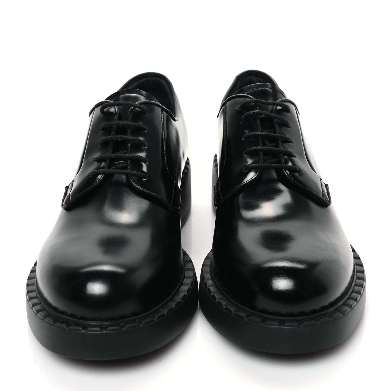 Prada Spazzolato Lace Up 50mm Loafers 39 Black 2 of 9