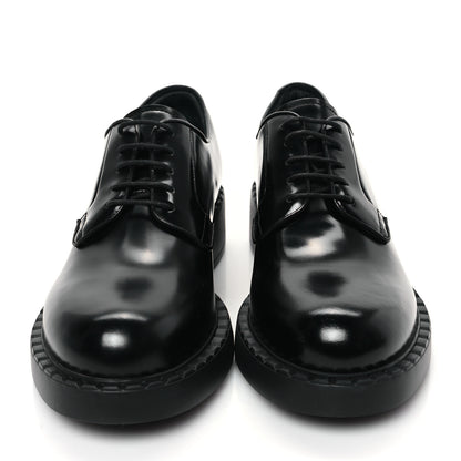 Prada Spazzolato Lace Up 50mm Loafers 39 Black 2 of 9