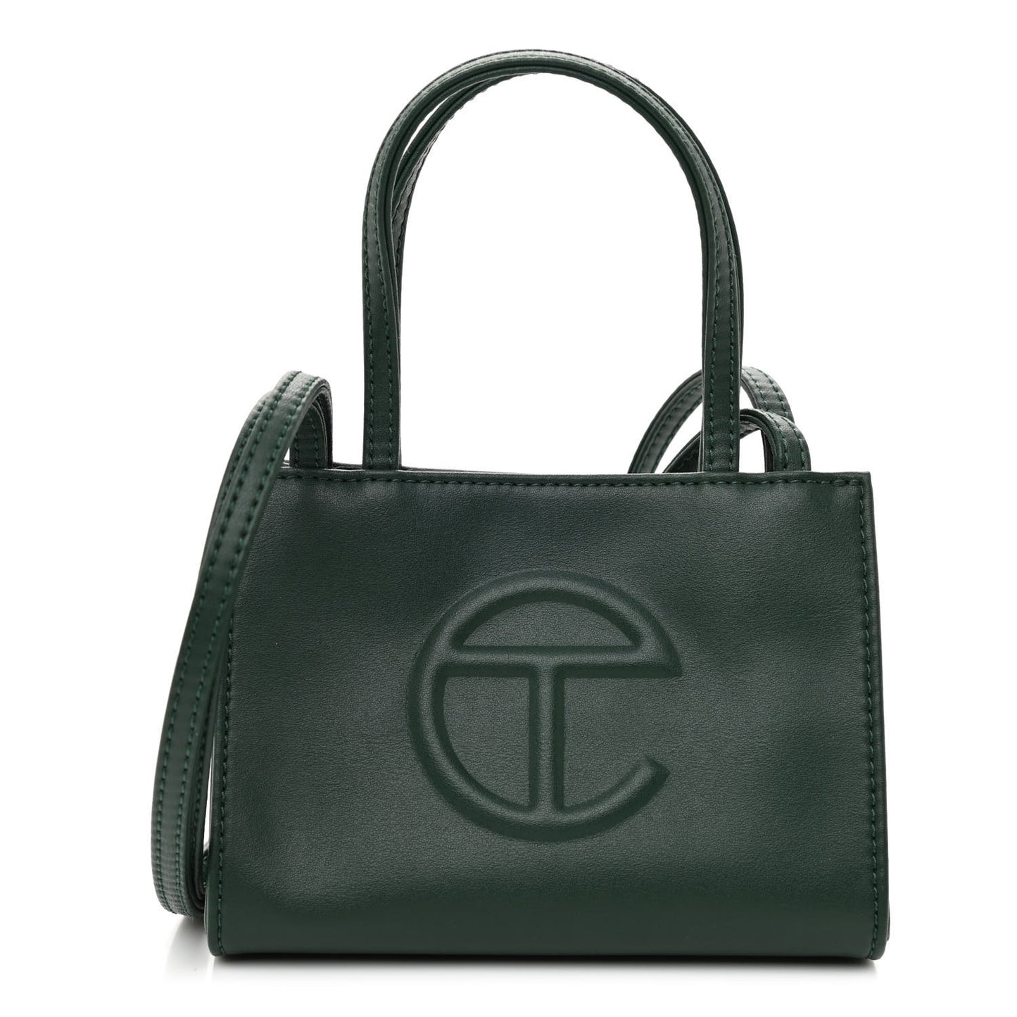 Vegan Leather Small Shopping Bag Dark Olive