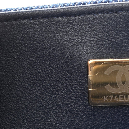 Chanel Printed Denim Quilted Mini Rectangular Flap Dark Blue 7 of 8