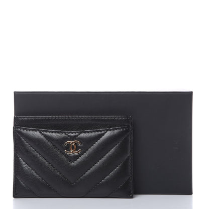 Chanel Lambskin Chevron Quilted Card Holder Black 10 of 10