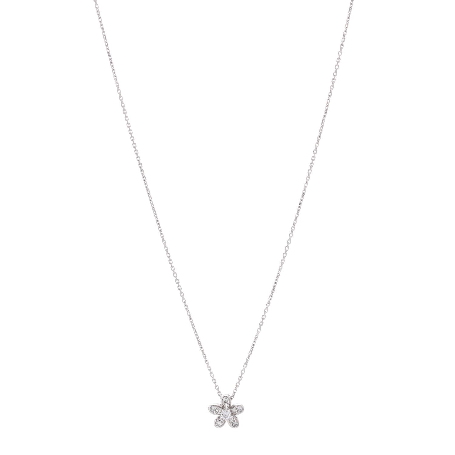 Van Cleef & Arpels 18K White Gold Diamond Socrate One Flower Pendant Necklace 1 of 7