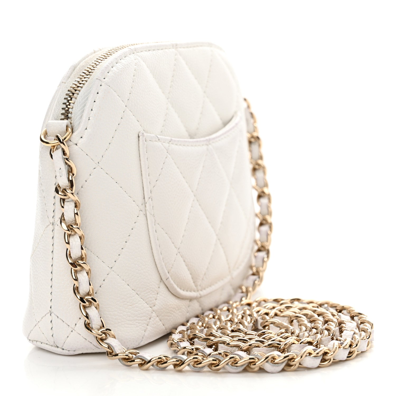 Chanel Caviar Quilted Classic Clutch with Chain White 3 of 12