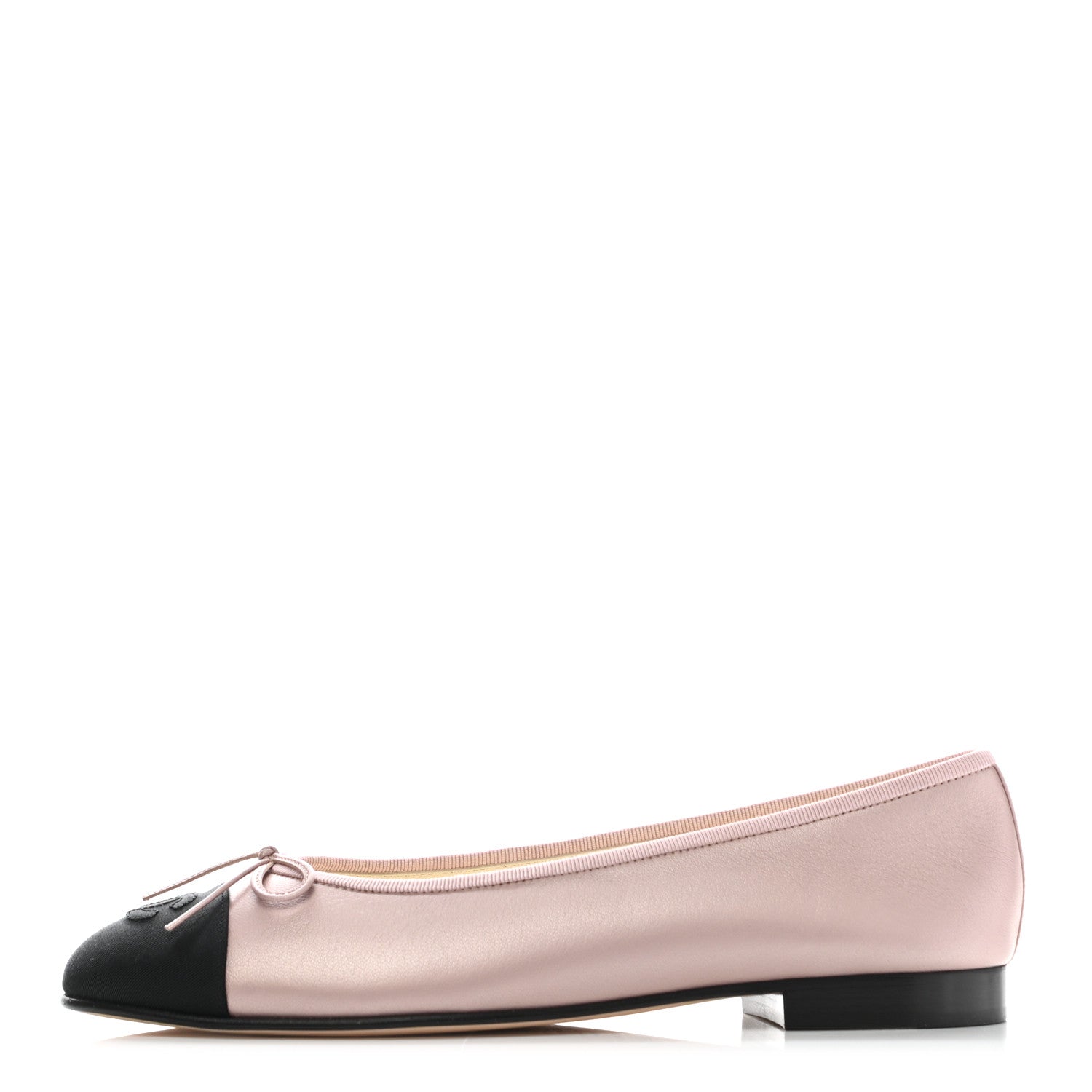 Chanel Lambskin Grosgrain Cap Toe CC Ballerina Flats 39.5 Pink Black 1 of 8