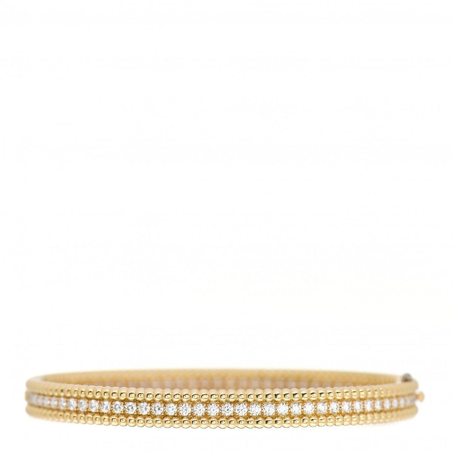 18K Yellow Gold Diamond Perlee 1-Row Bangle Bracelet M