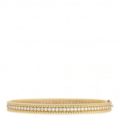 Van Cleef & Arpels 18K Yellow Gold Diamond Perlee 1-Row Bangle Bracelet M 1 of 5