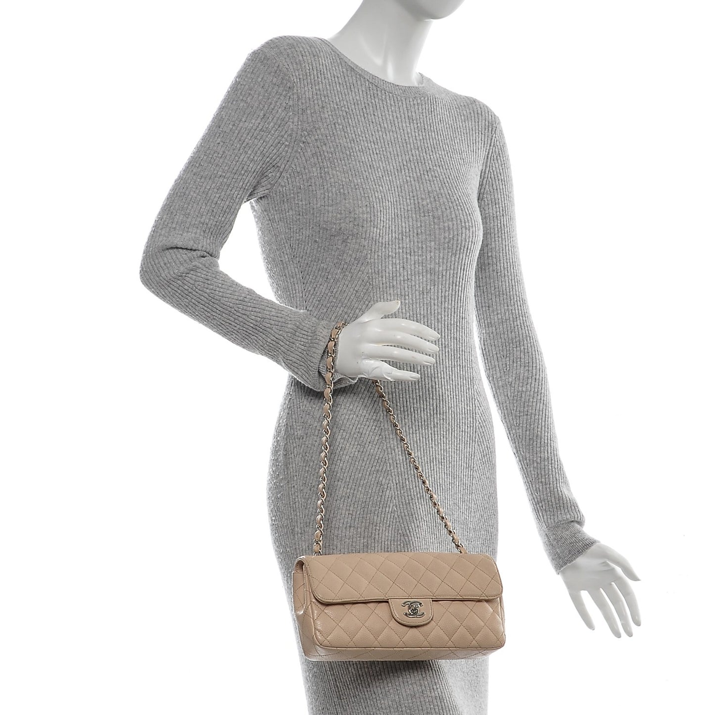 Caviar East West Flap Beige Clair