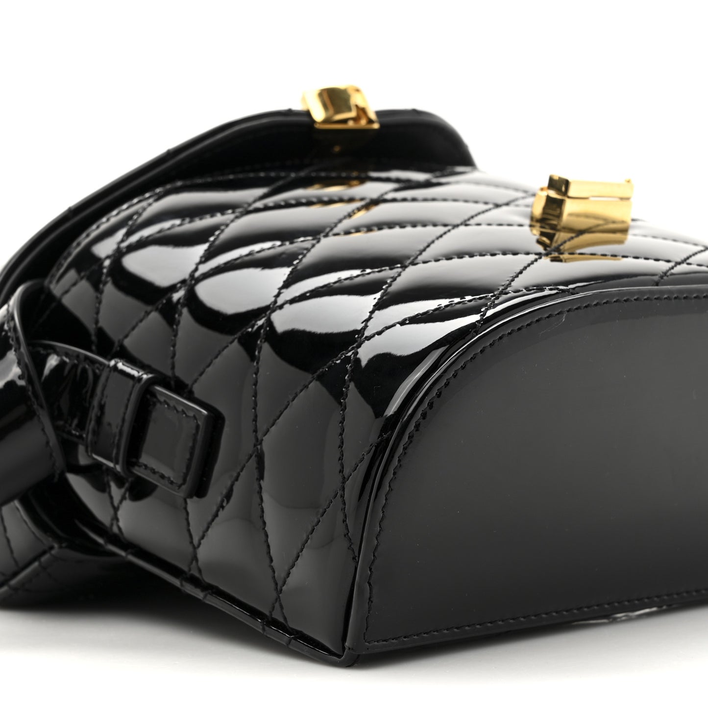 Patent Matelasse Monogram June Box Bag Black