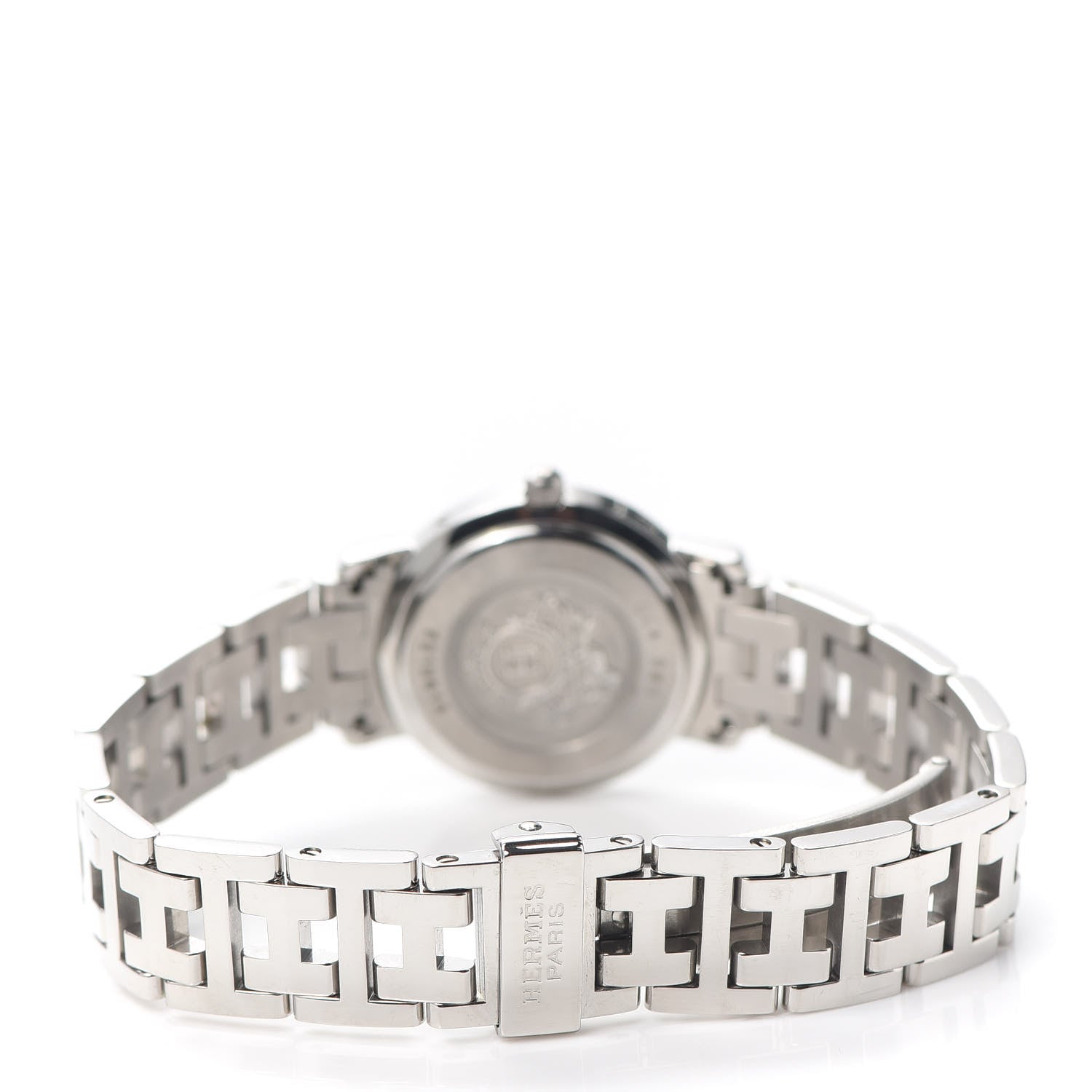Hermes Stainless Steel Diamond Mother of Pearl 24mm Clipper Nacre Quartz Watch Blue 3 of 6