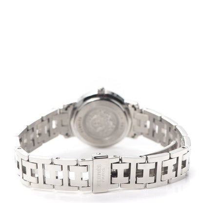 Hermes Stainless Steel Diamond Mother of Pearl 24mm Clipper Nacre Quartz Watch Blue 3 of 6