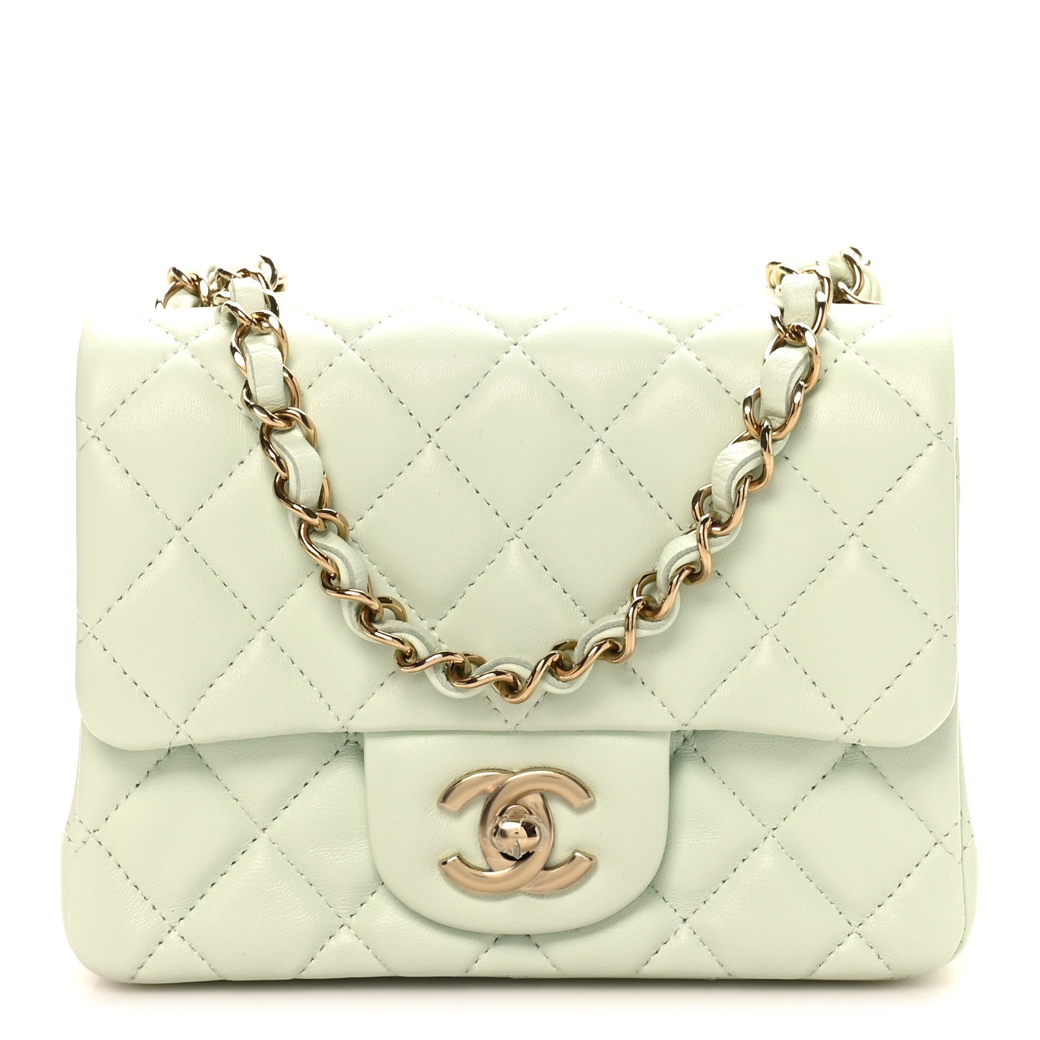 Chanel Lambskin Quilted Mini Square Flap Light Green 1850344
