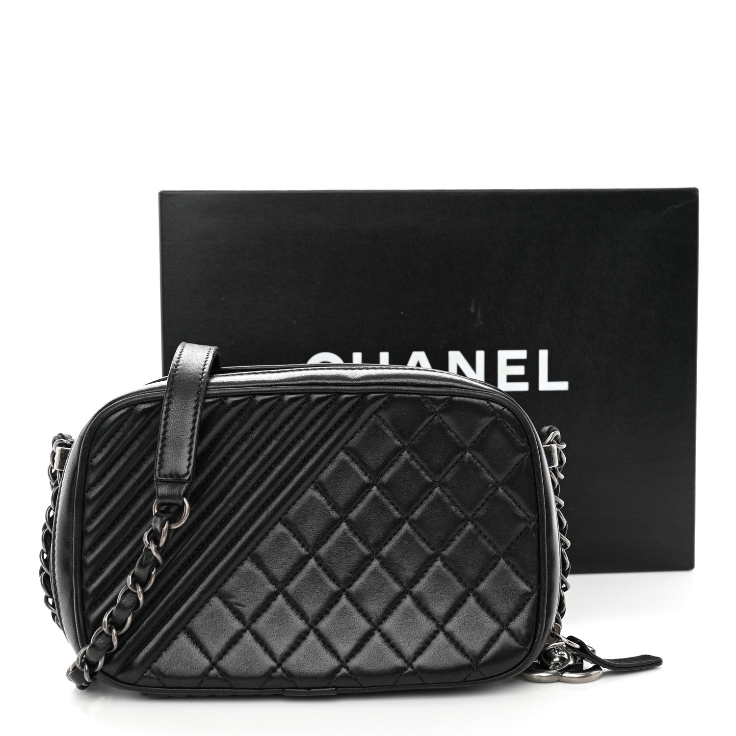 Chanel Lambskin Quilted Small Coco Boy Camera Bag Black 12 of 12