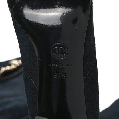 Chanel Suede Cap Toe Chain Boots 39.5 Black 6 of 7