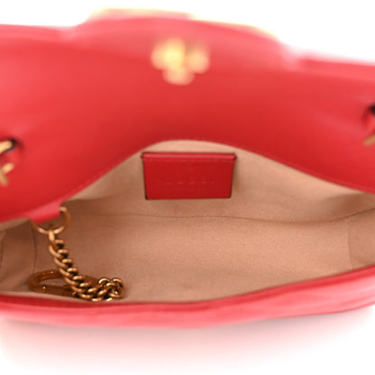 Gucci Calfskin Matelasse Super Mini GG Marmont Shoulder Bag Hibiscus Red 5 of 11